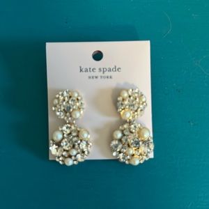 Kate Spade Earrings. Pearl and clear stones. Perfect for an event, wedding